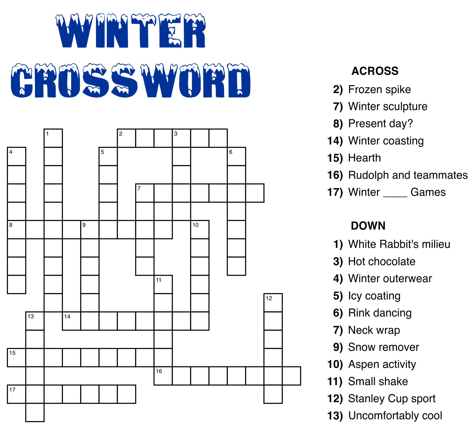 Online Free Printable Easy Crossword Puzzles