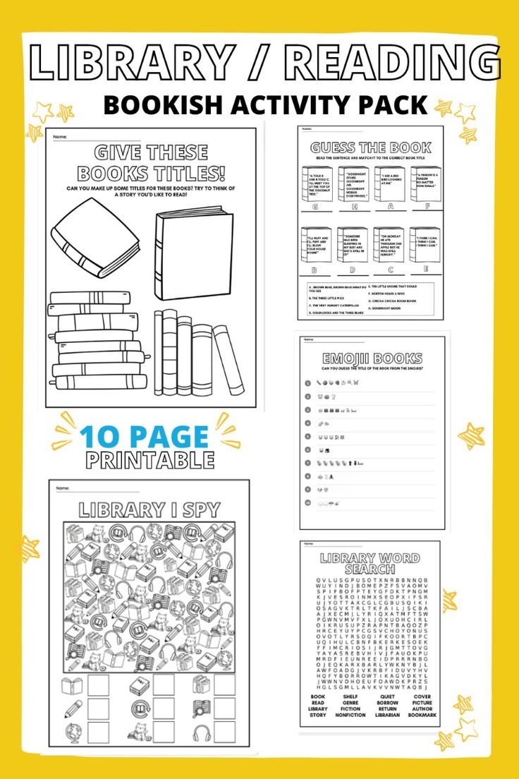 Library Reading Themed Activity Pack End Of Year No Prep 