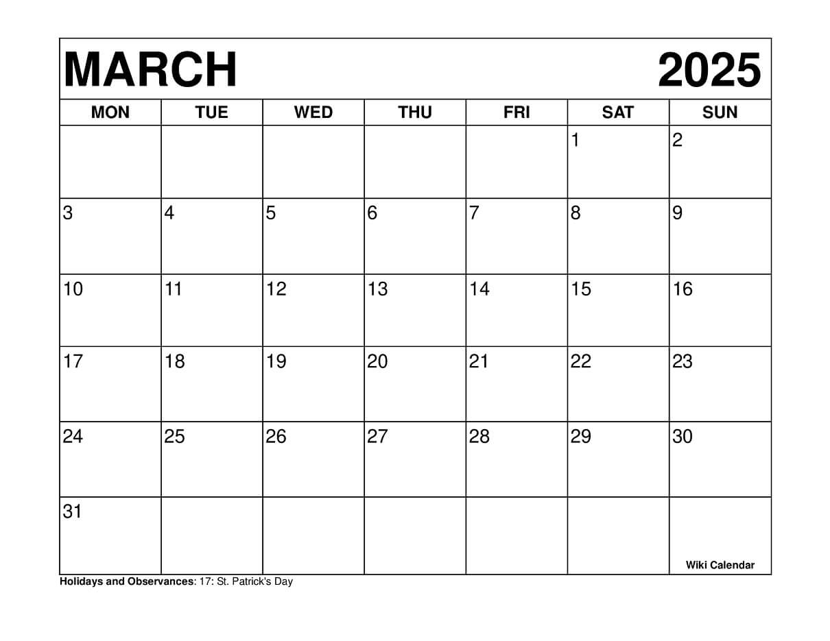 March 2025 Calendar Printable Templates amp More