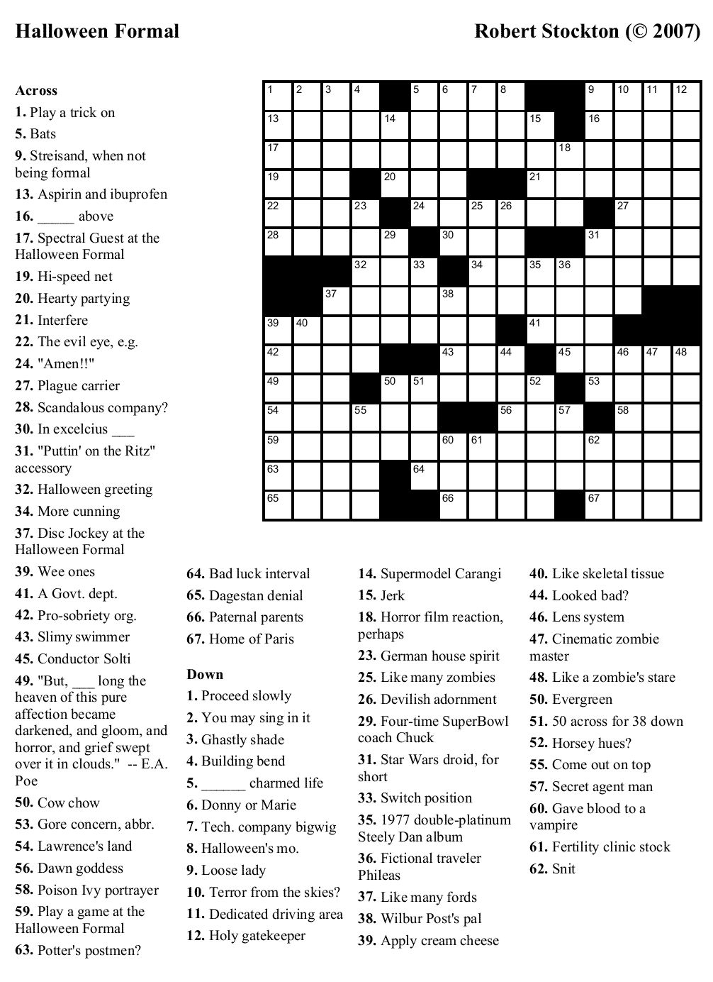 Medium Difficulty Printable Crossword Puzzles Printable 