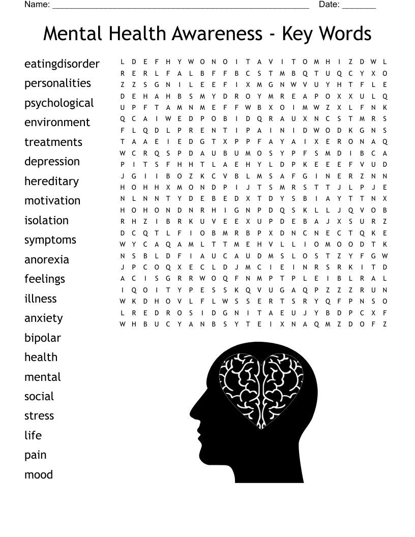 Printable Mental Health Word Search Puzzles