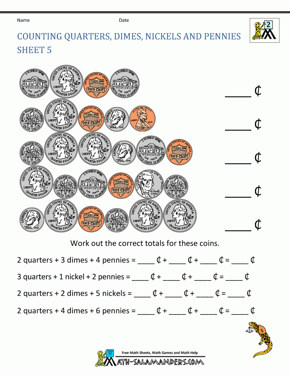 Money Math Worksheets Printable