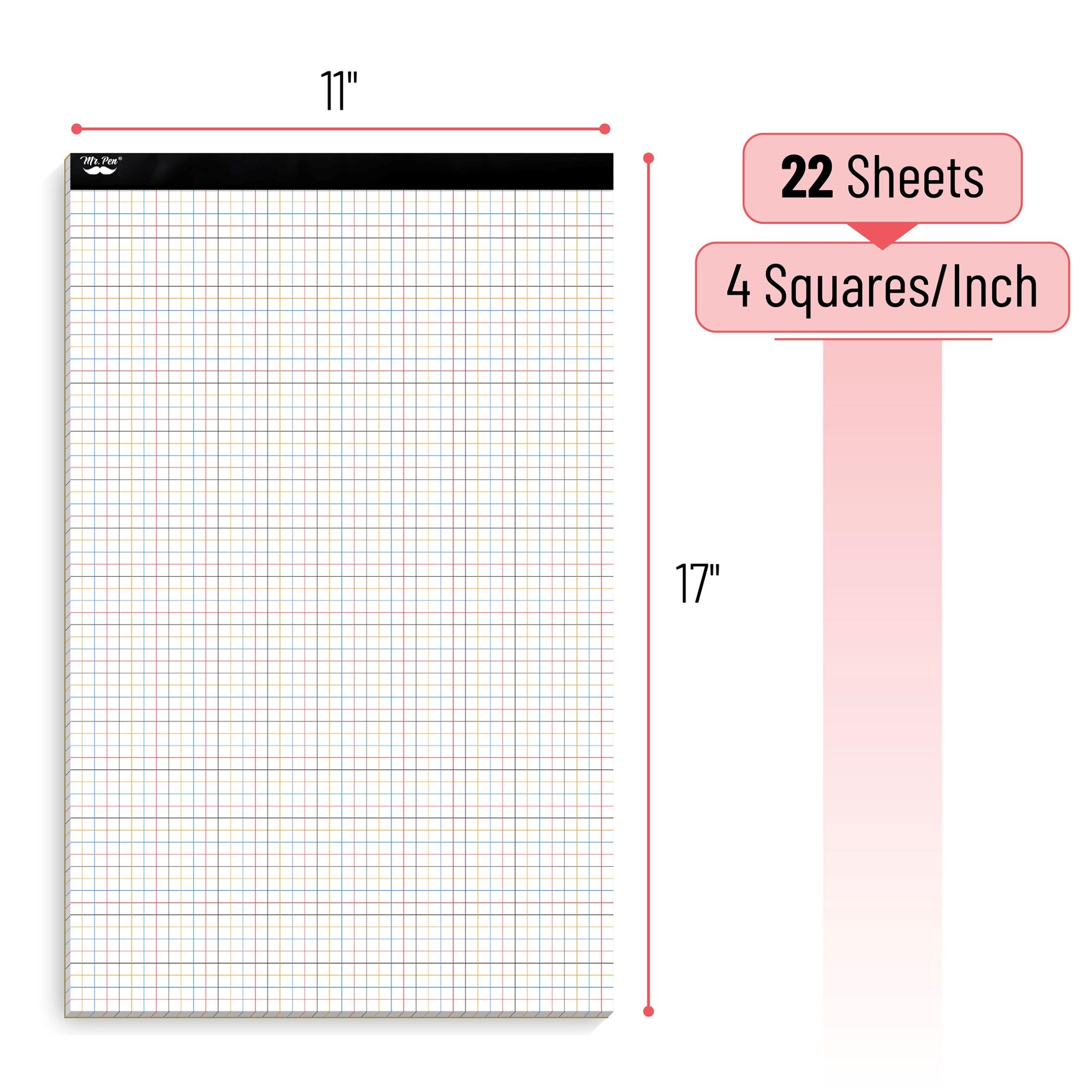 Mr Pen Graph Paper 22 Sheets 17 X 11 4 X 4 4 Squares 