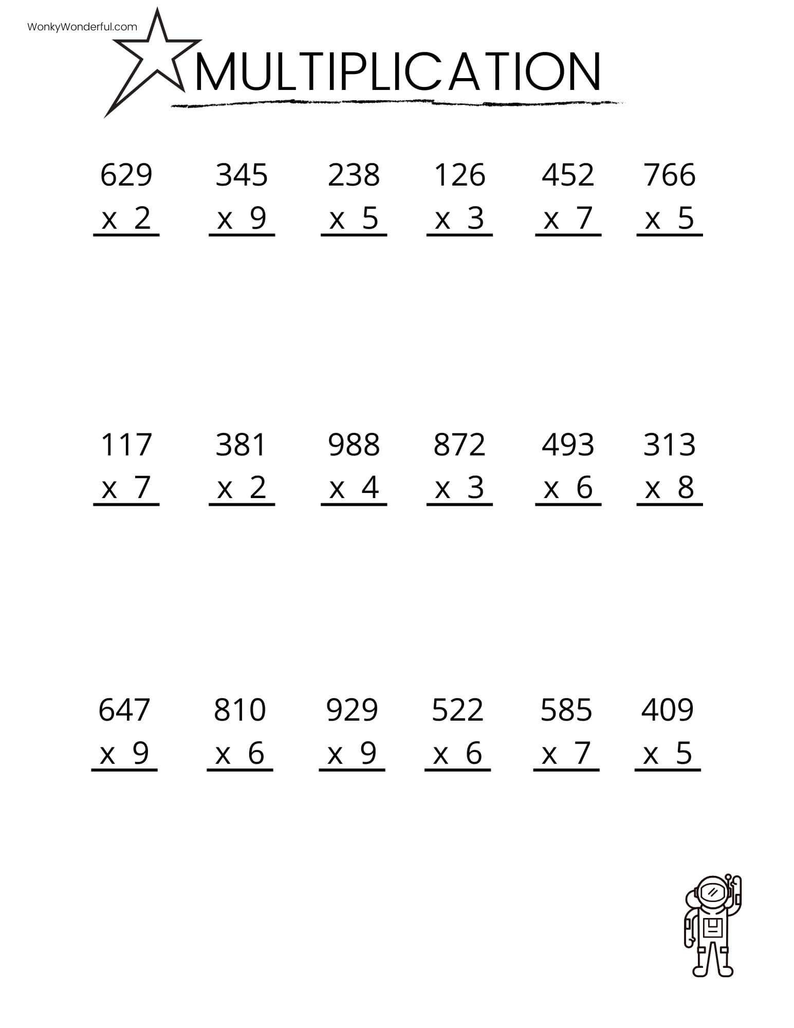 Free Multiplication Worksheets Printable 0-5