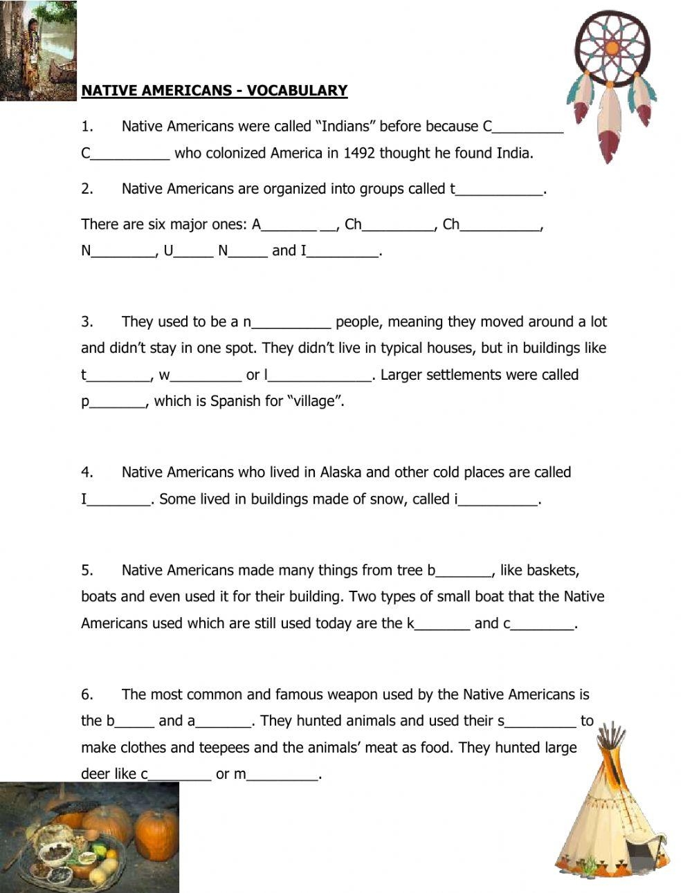 Free Printable Native American Worksheets