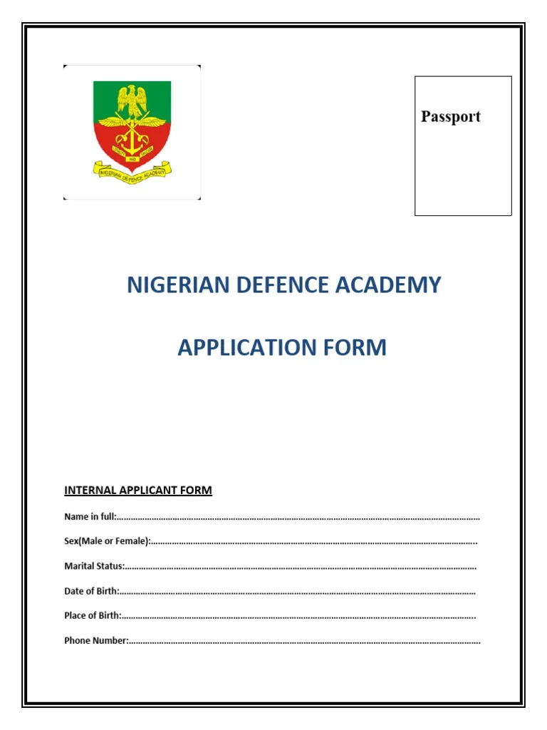 Nigeria Defence Academy Direct Application Form PDF