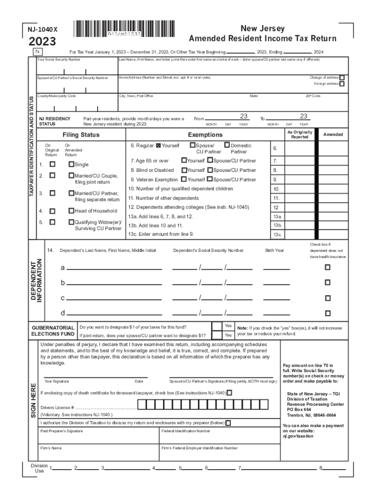 Nj 1040x 2023 Fill Out amp Sign Online DocHub