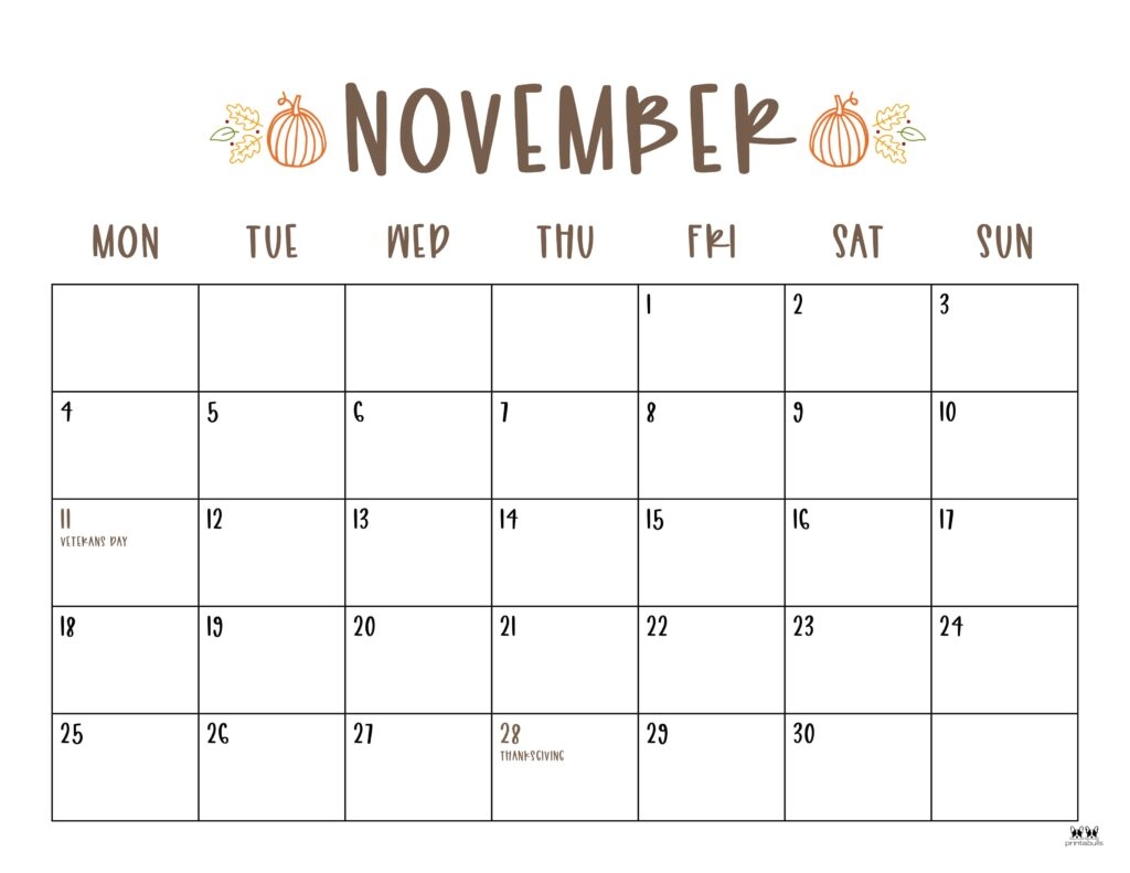 Free Printable Calendar For November