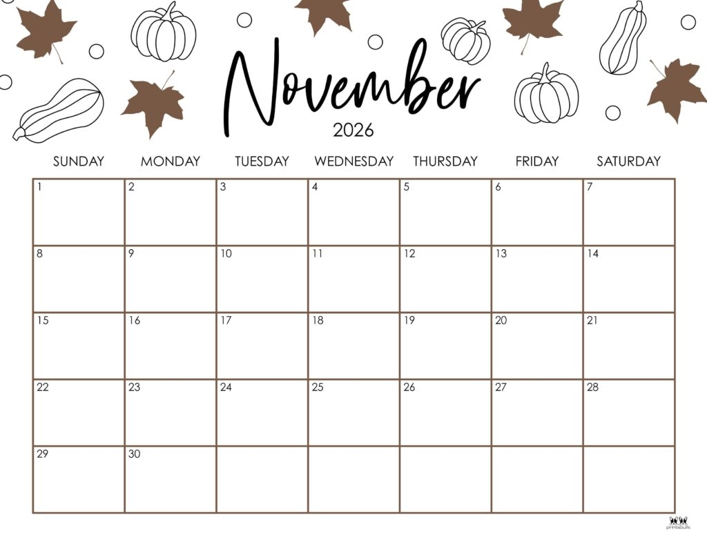 Printable November December Calendar 2026