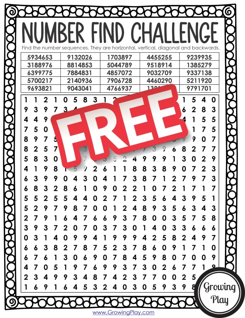 Printable Seek And Find Number Puzzles