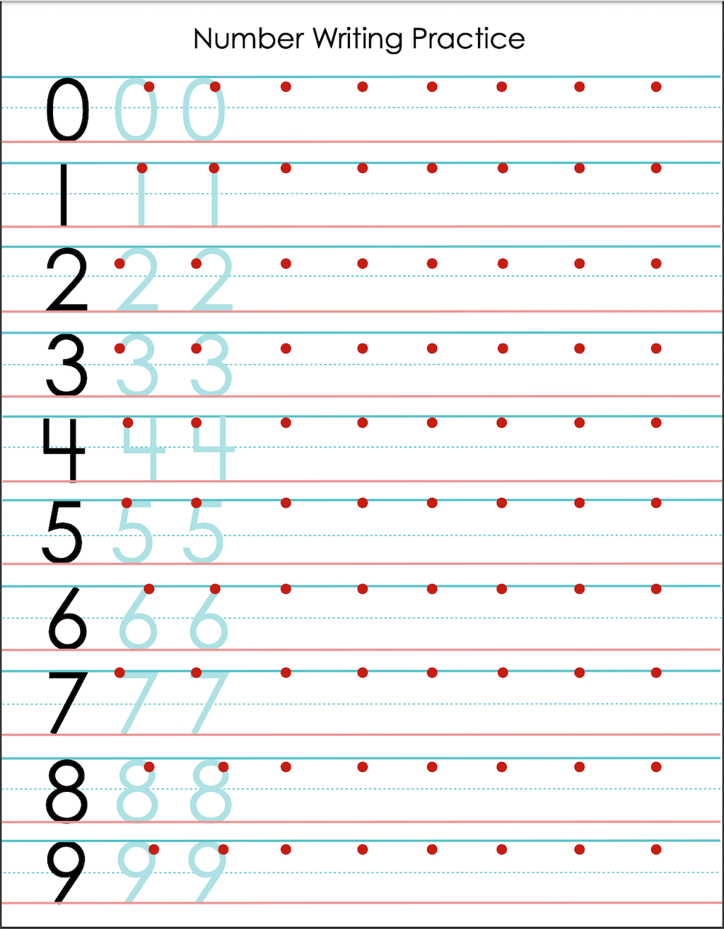 Free Printable Writing Numbers Worksheets