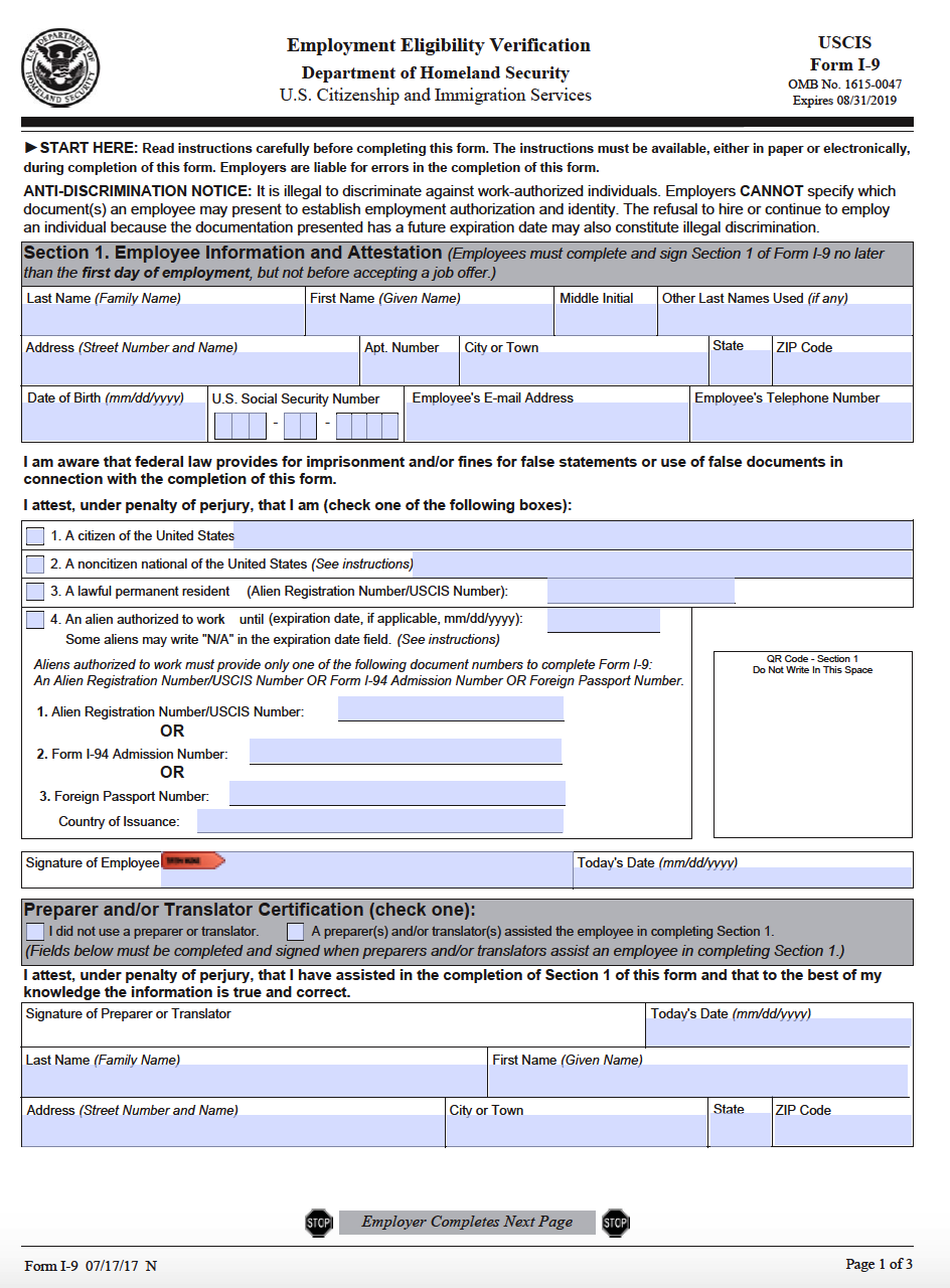 Printable 1 9 Form Www lx iriss uk