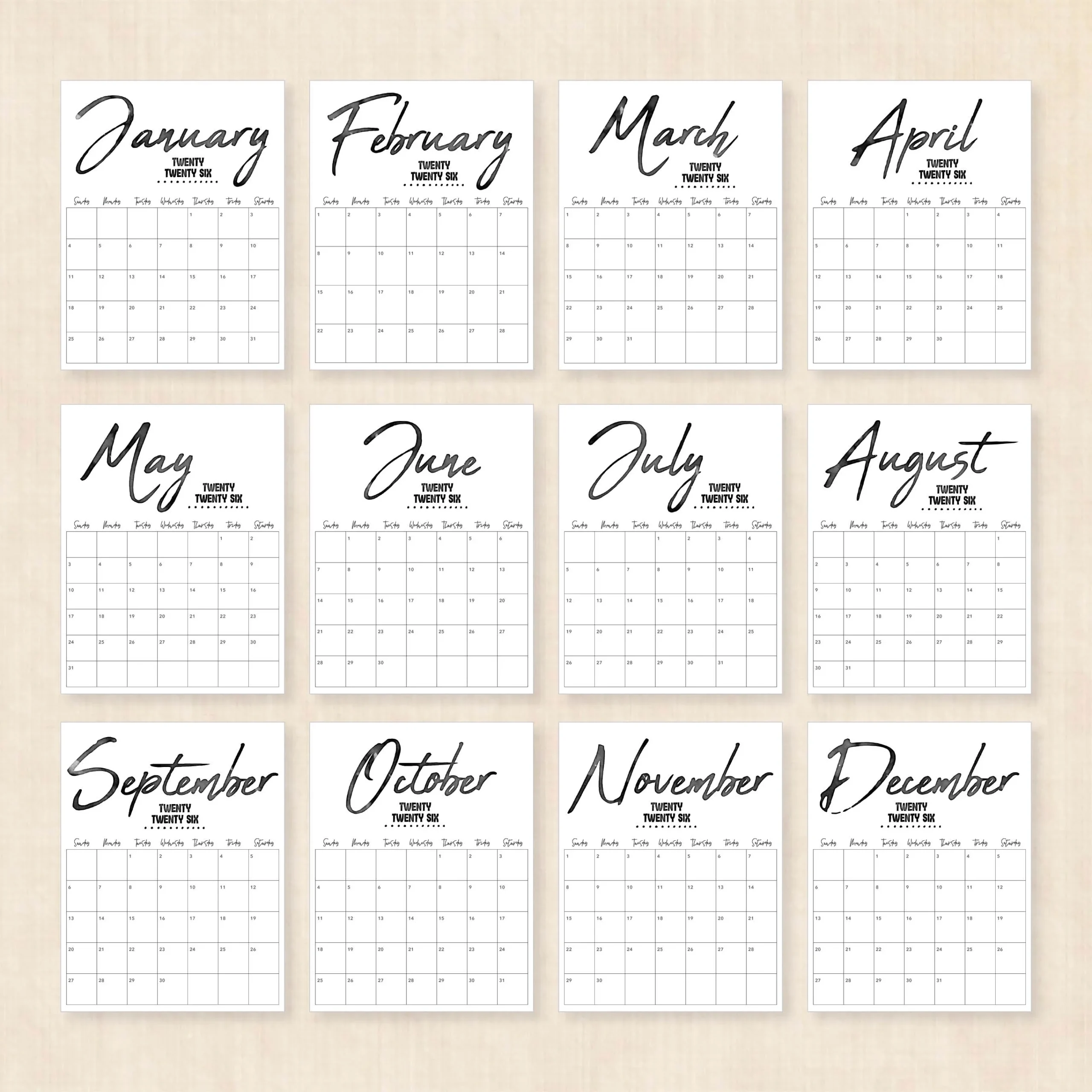 Printable 2026 Calendar Zebra Zest