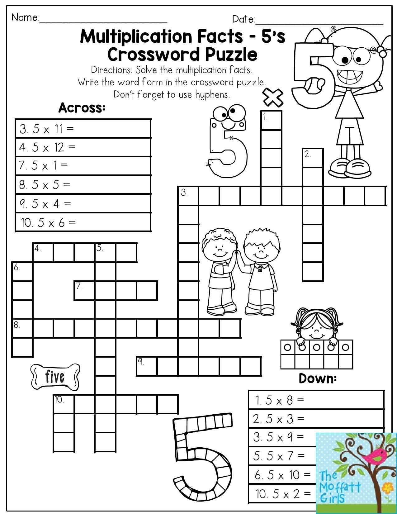 3rd Grade Crossword Puzzle Printable