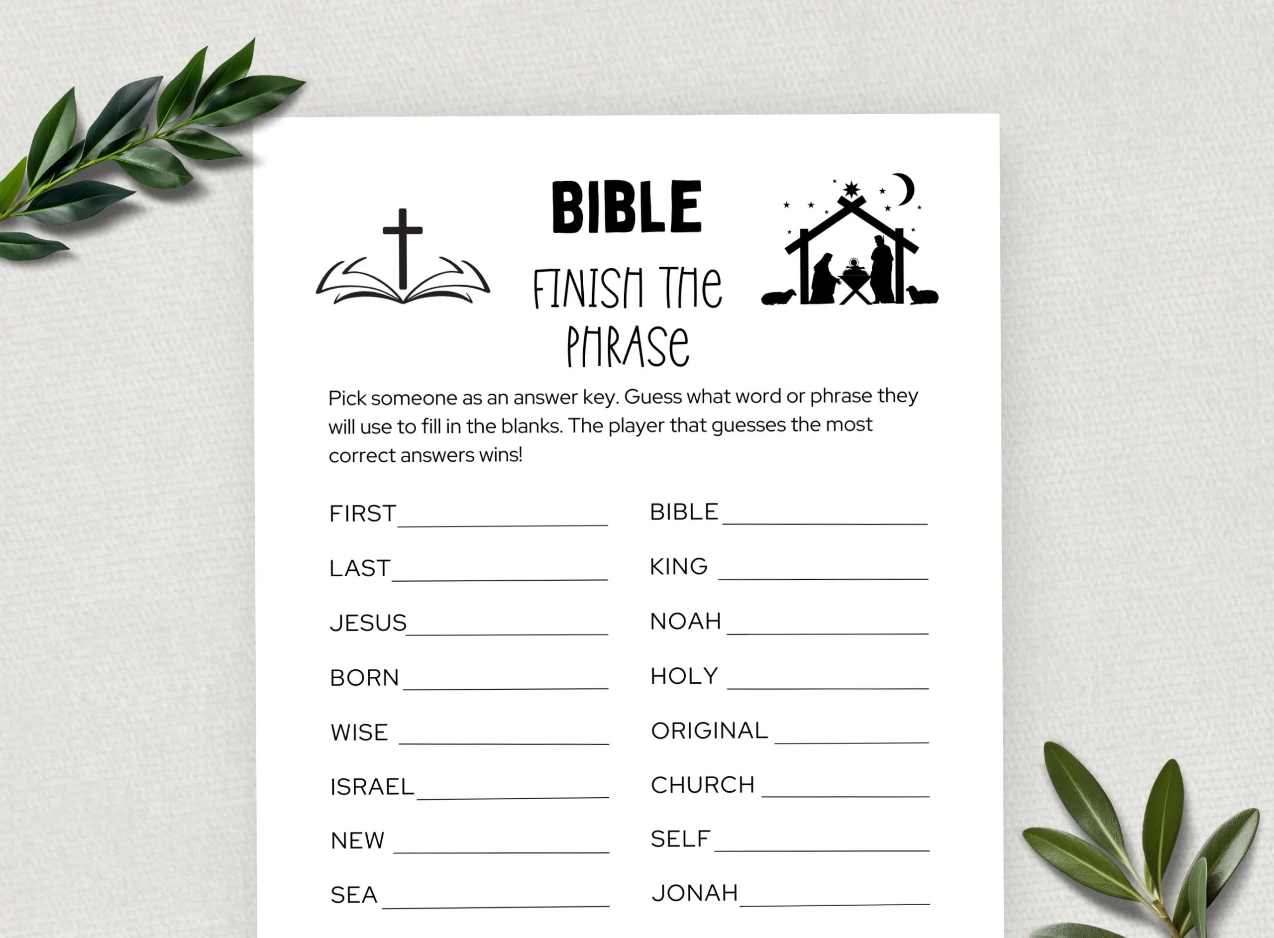 Printable Bible Finish The Phrase Bible Games Fun Christian Youth Group Game Sunday School Church Study Activity For Kids And Adults