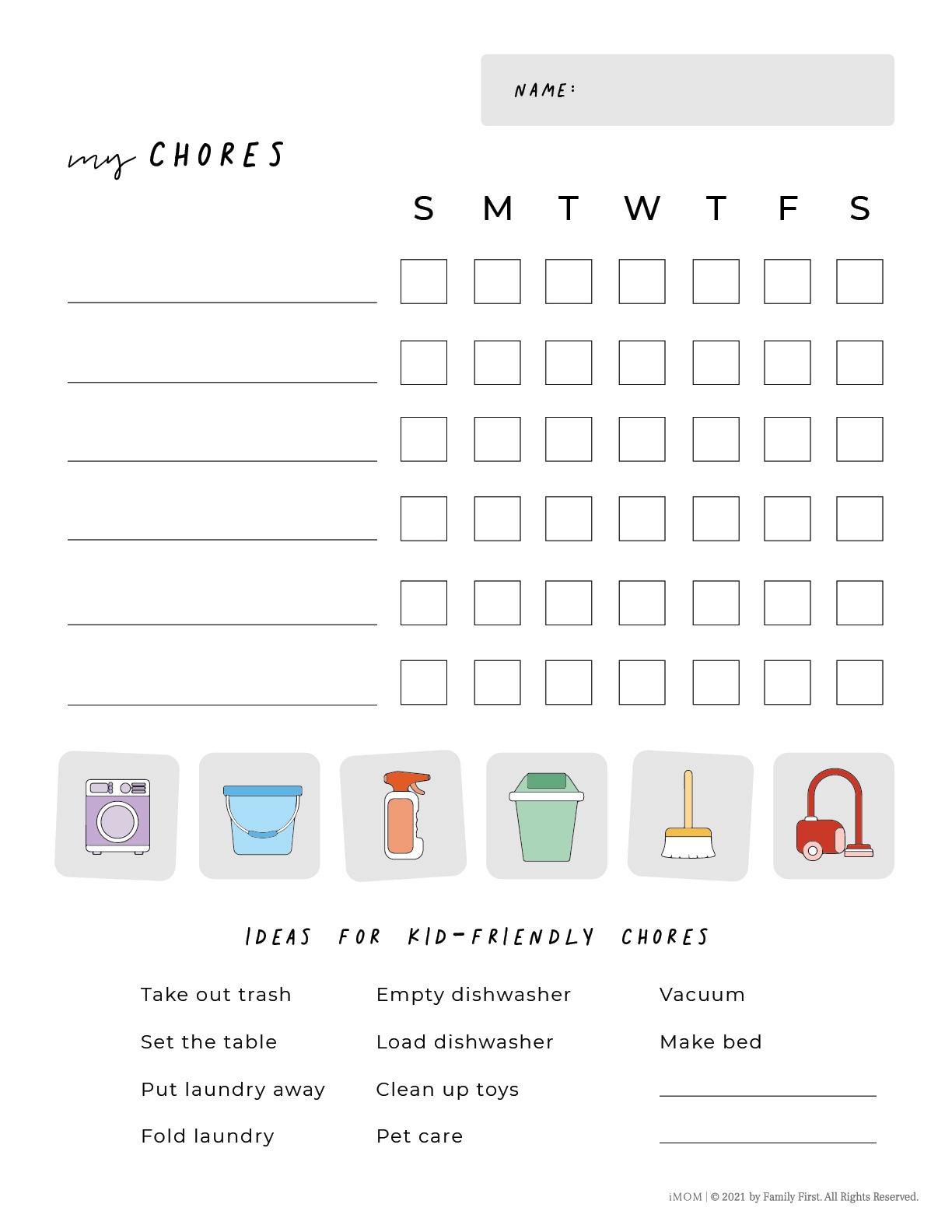 Printable Responsibility Chart For Kids