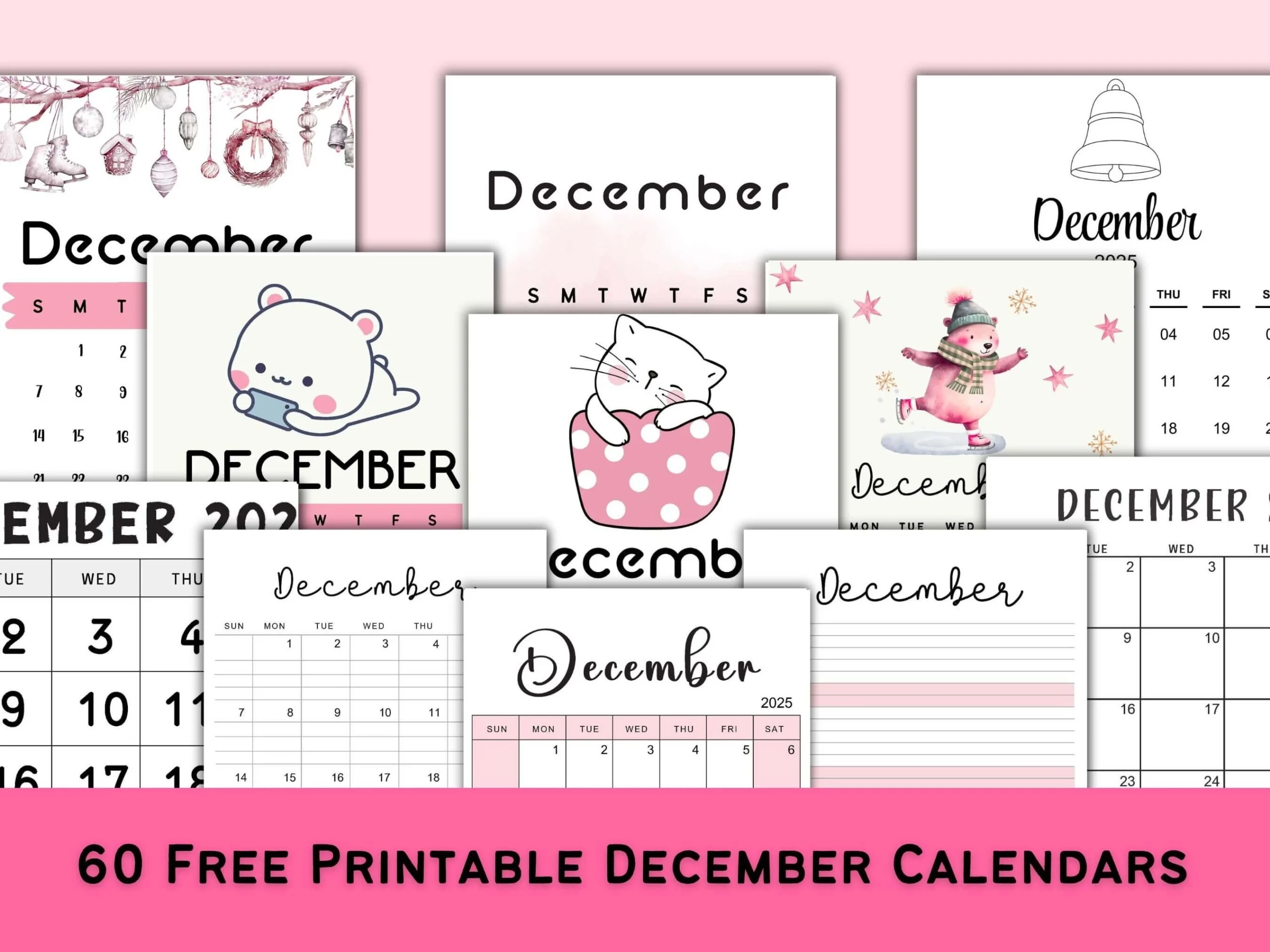 Printable Calendar 2025 Kitten December