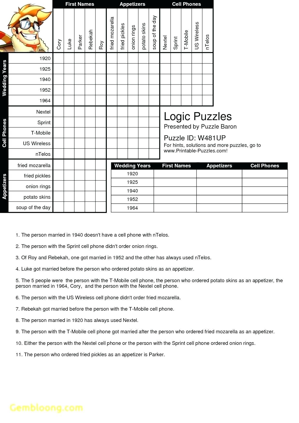 Free Printable Logic Puzzles With Answers