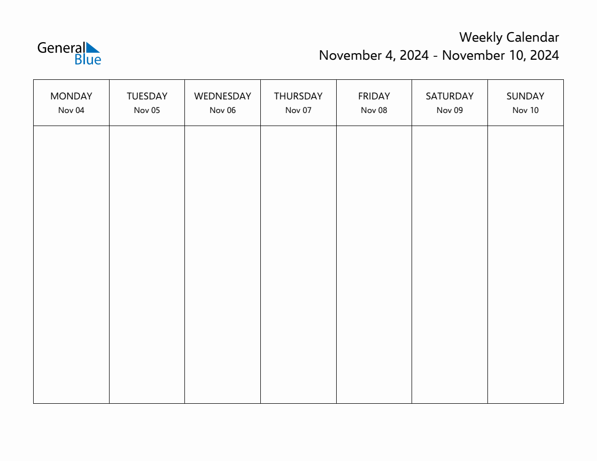 Printable Weekly Calendar For Week 45 Of 2024 Nov 4 Nov 10 