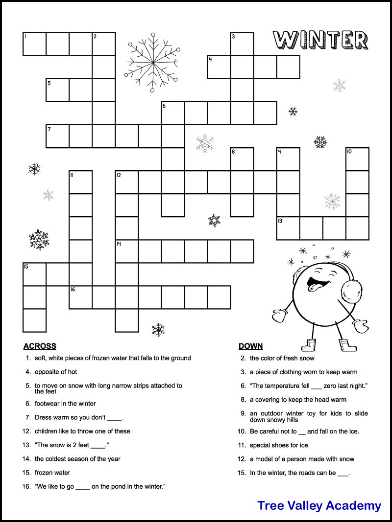 Printable Kids Crossword Puzzles Free