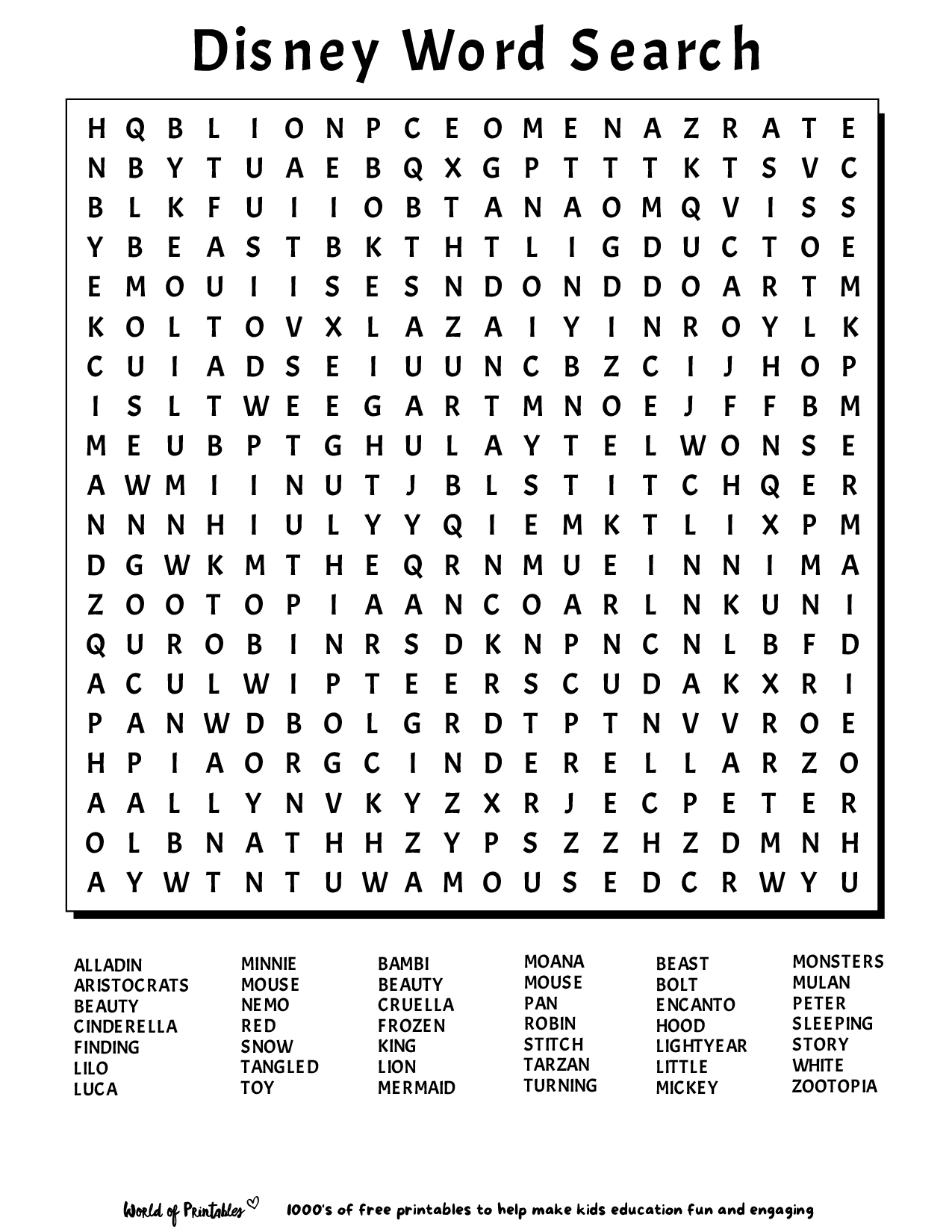 Word Search Printable Crossword Puzzles