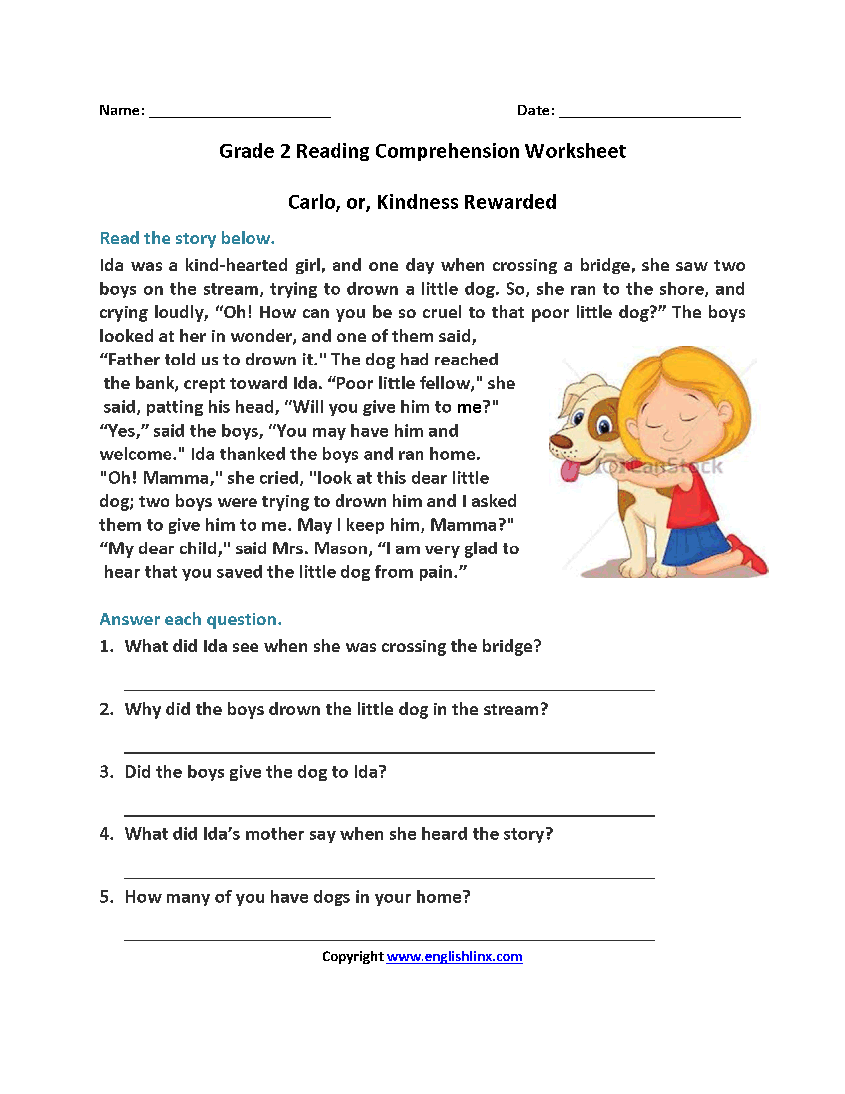 Reading Comprehension Worksheets For Grade 2 Your Home Teacher 