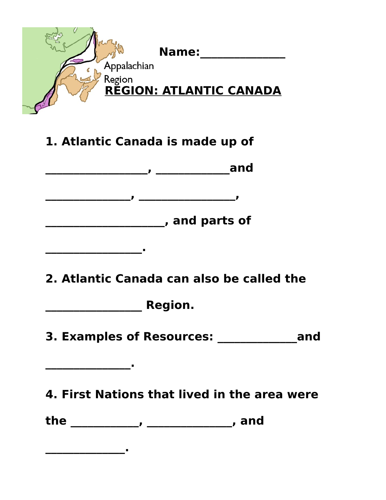 Regions Of Canada The Atlantic Worksheet Pt 2 By Bbauer Ninja 