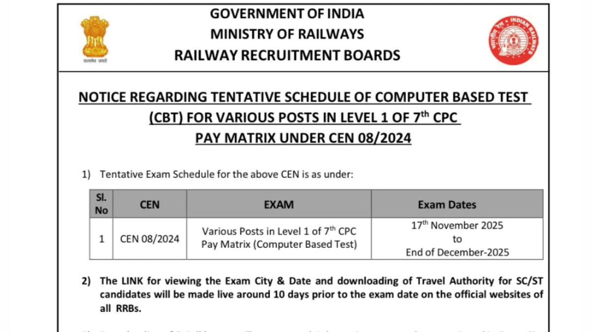RRB Group D Exam Date 2025 Check Exam Shifts And Schedule