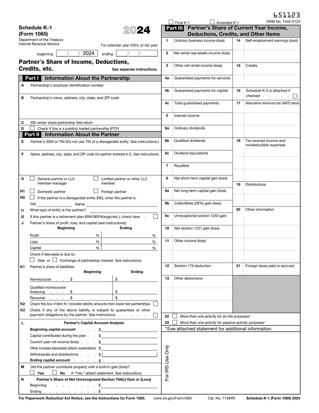 Schedule K 1 Form 1065 2024 Fill And Sign With Lumin