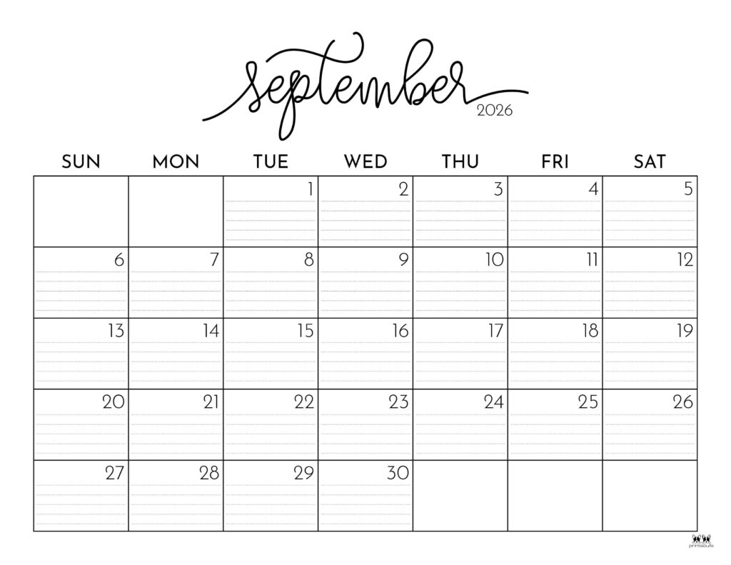 Calendar 2026 September To December Printable