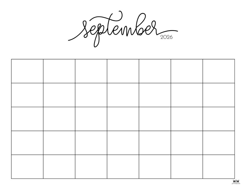 Blank Calendar 2026 Printable September