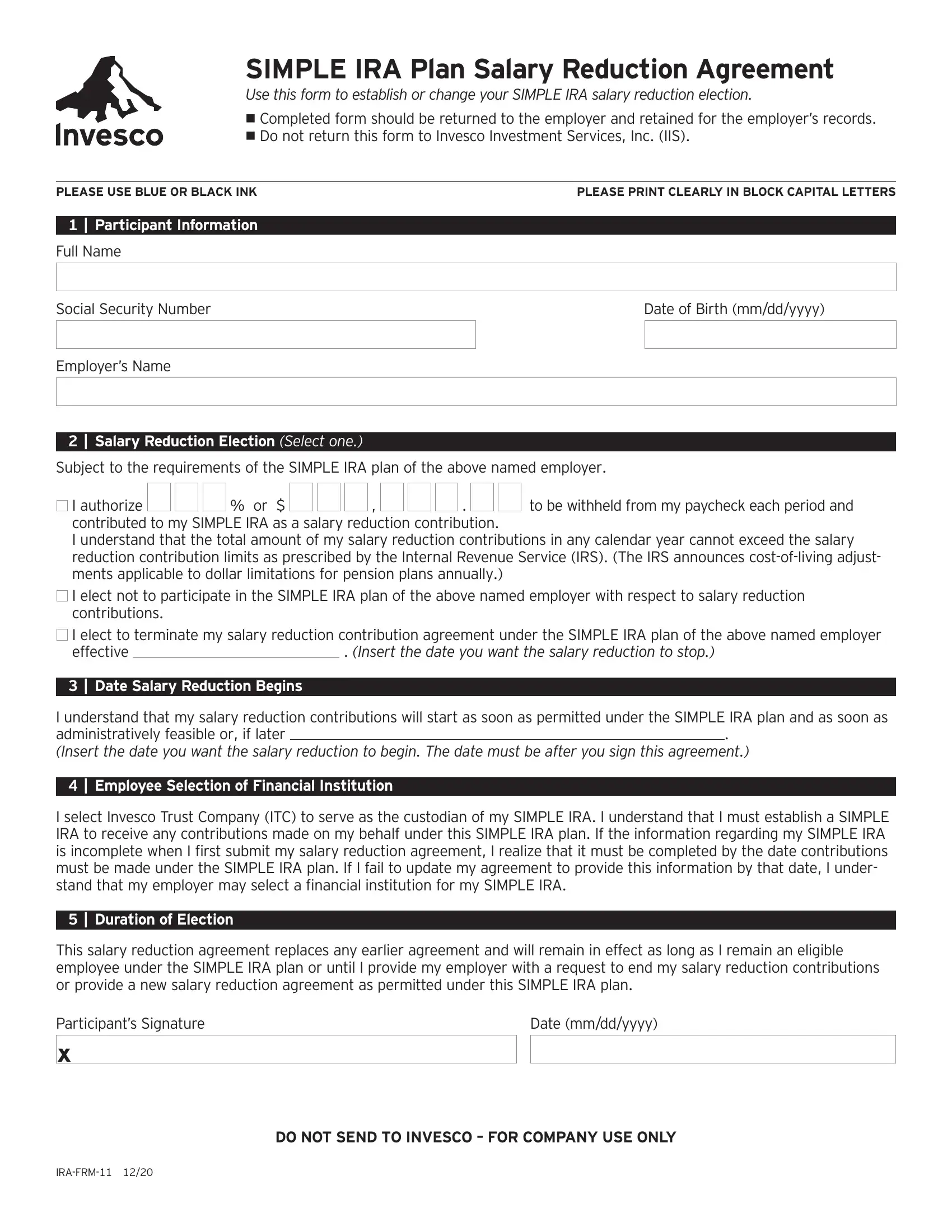 Simple Ira Salary Form Fill Out Printable PDF Forms Online