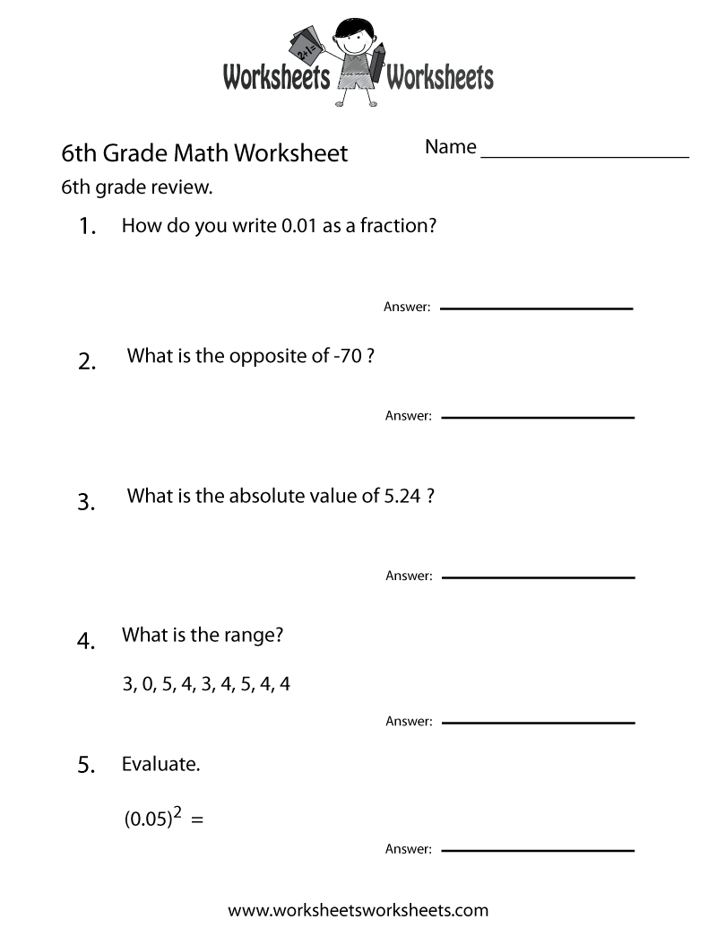 Sixth Grade Math Worksheets Free amp amp Printable Beestar 