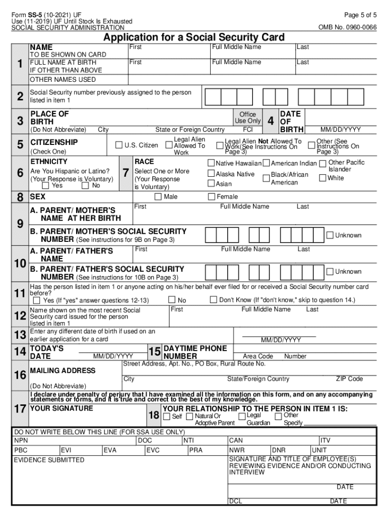 Social Security Form Ss-5 Printable