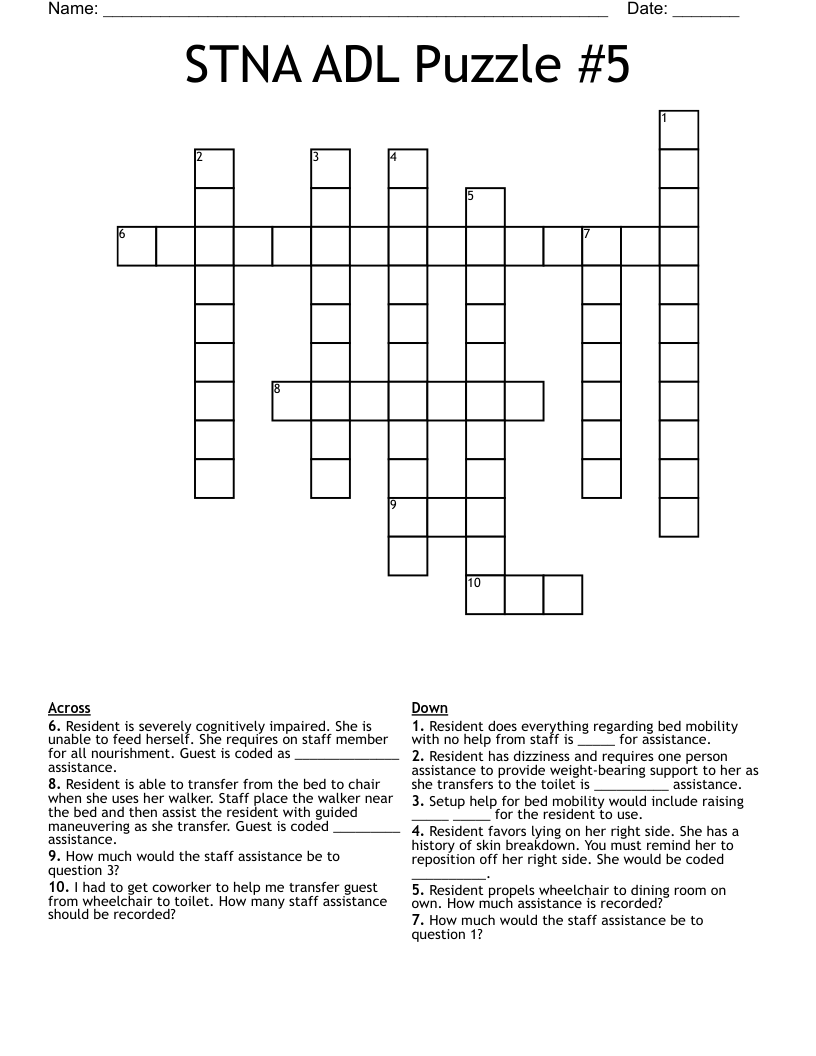 Free Printable Crossword Puzzle #5