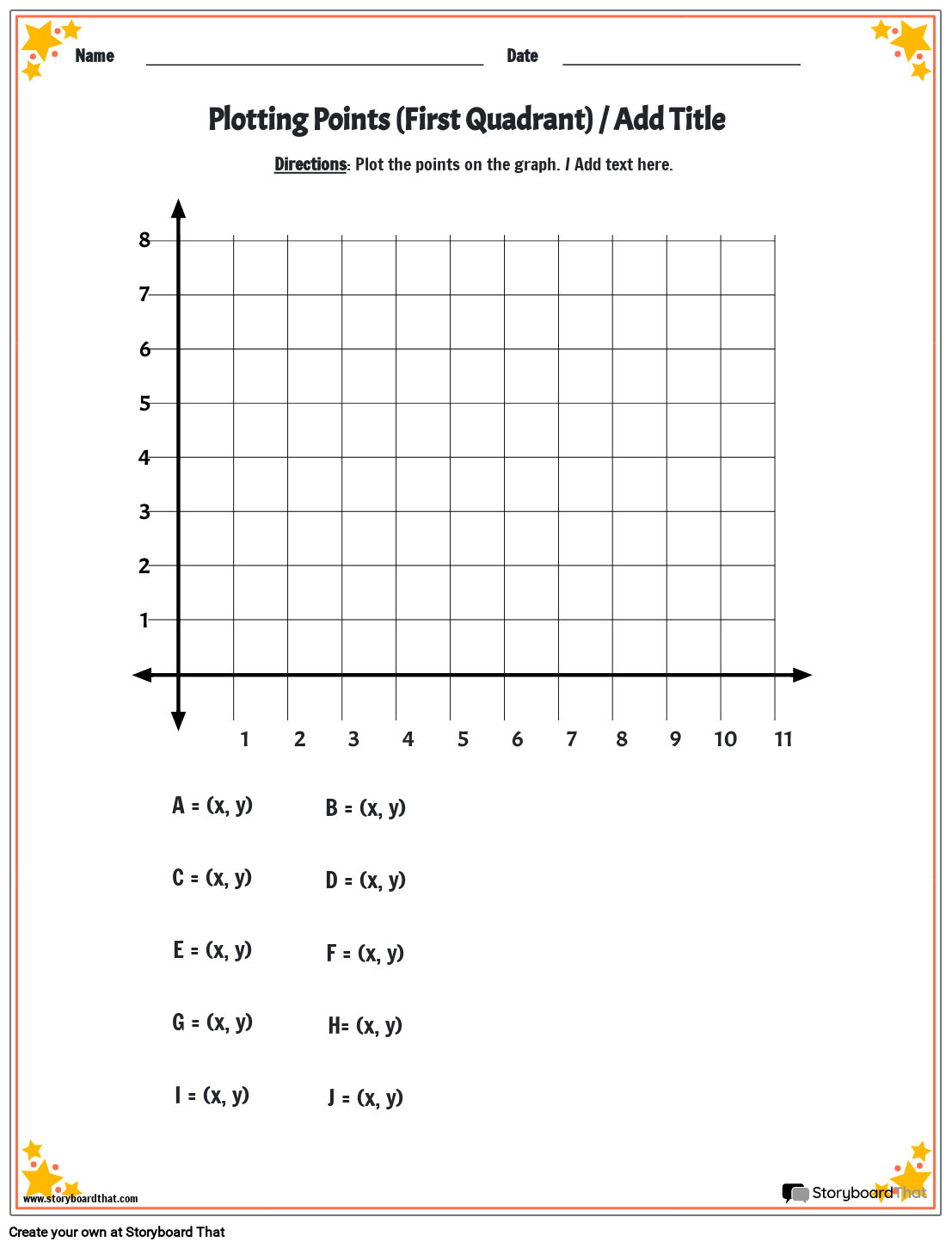 Storyboard That Create Coordinate Plane Worksheets