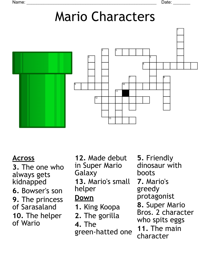 Super Mario Crossword WordMint