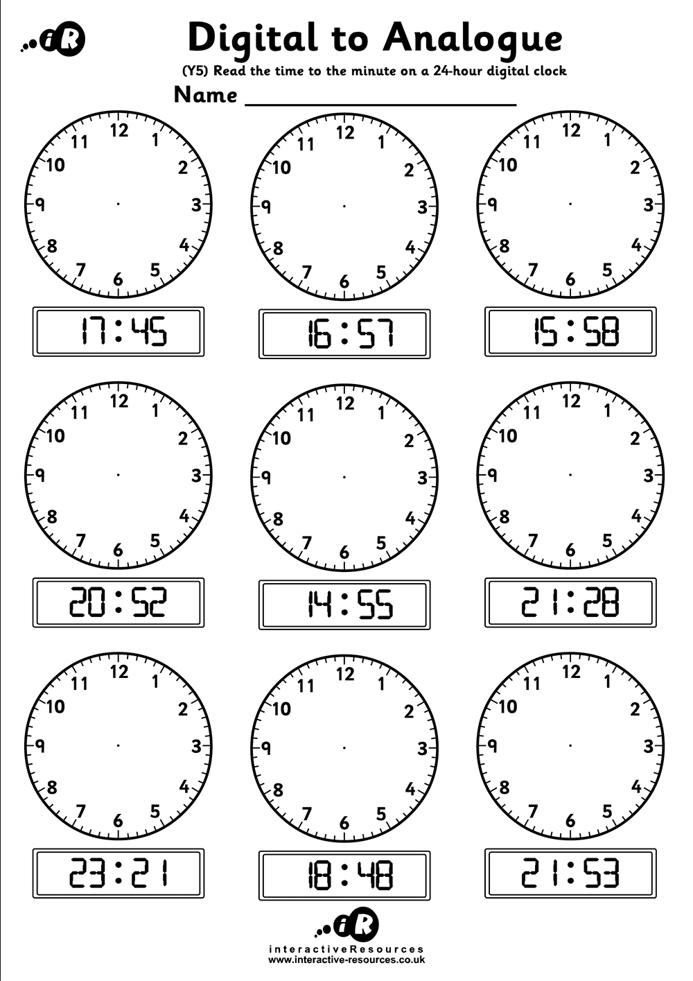 Free Printable Time Clock Worksheets For Kids