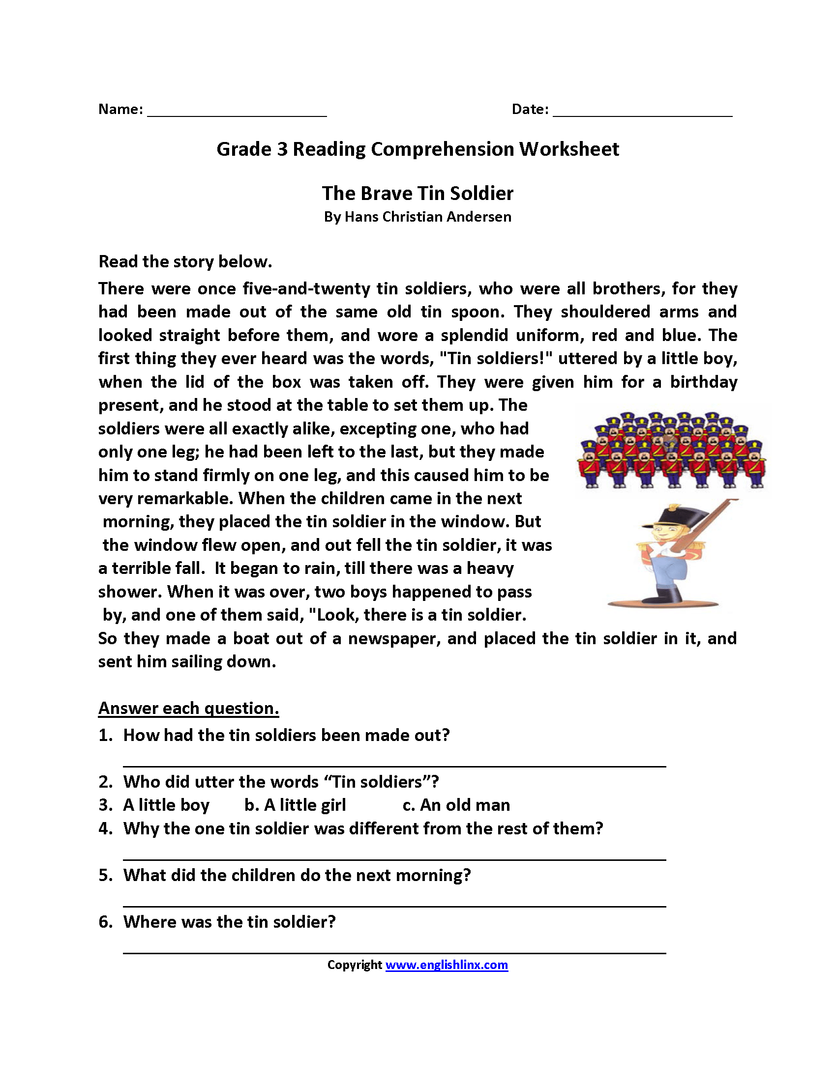 Printable Worksheets For 3rd Grade Reading