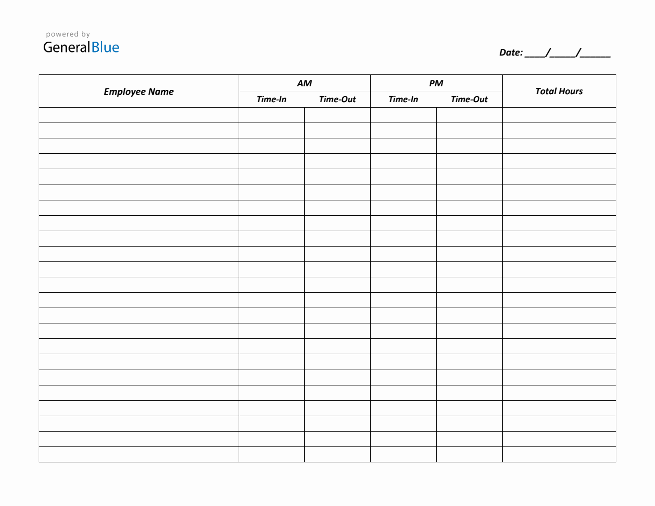 Printable Daily Timesheet Template