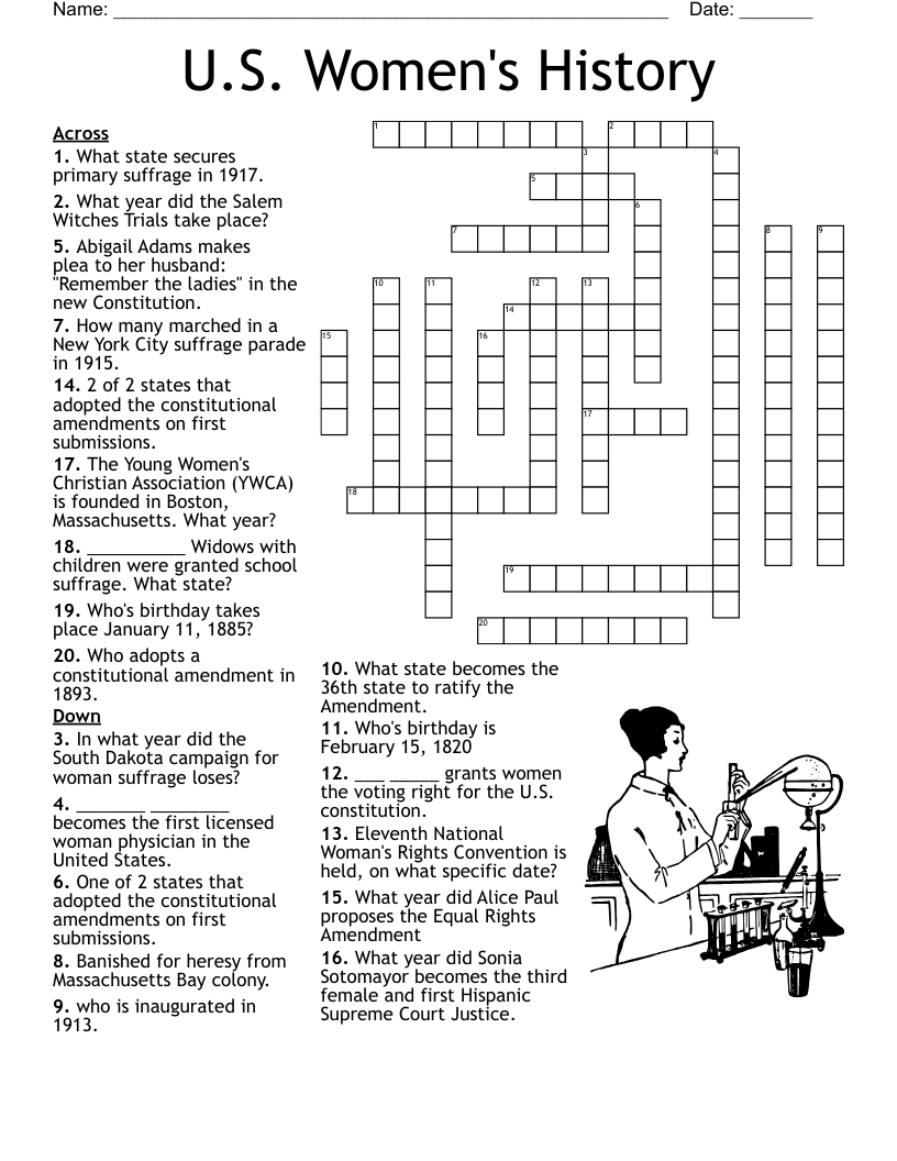 Us History Crossword Puzzles Printable