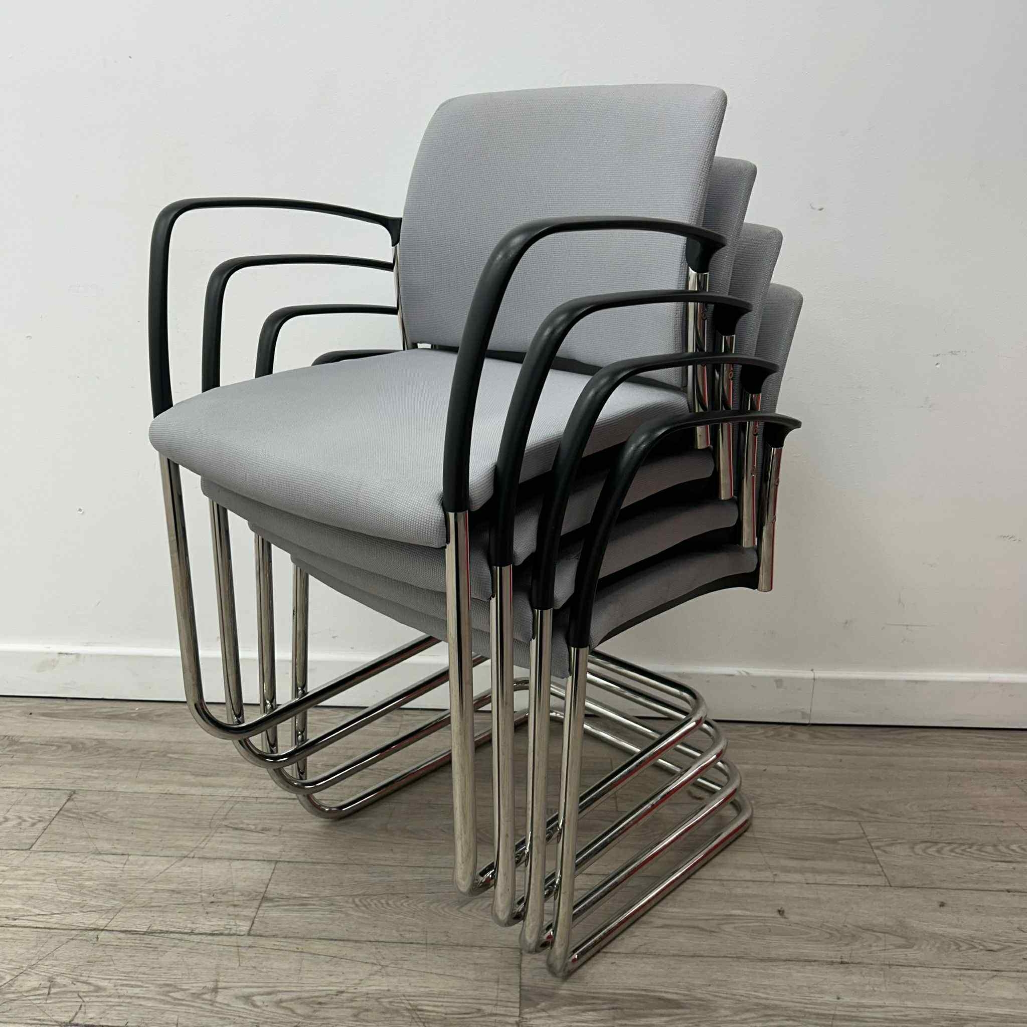 used boss design mars conference chair stackable grey chrome