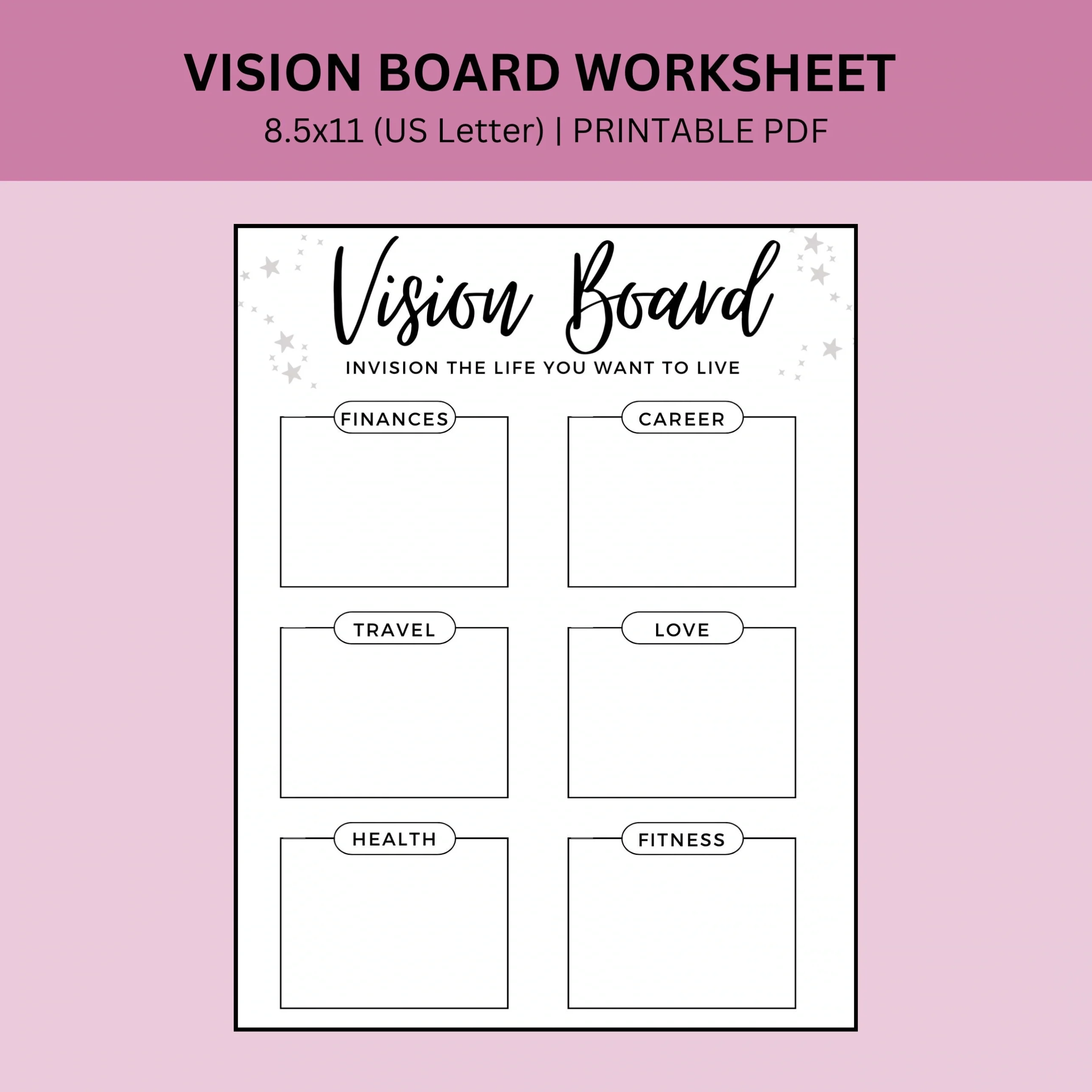 Vision Board Worksheet Printable Goal Setting Worksheet 