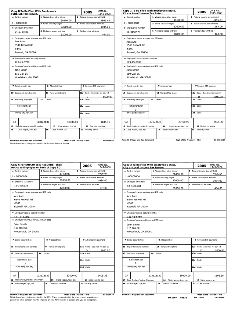 W2 Form 2025 Fillable