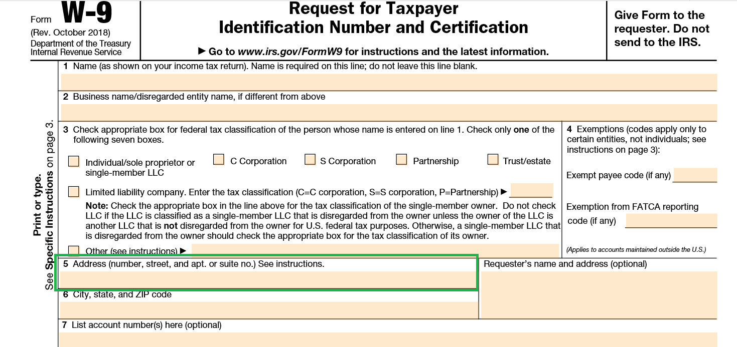 W-9 Form Example For Llc