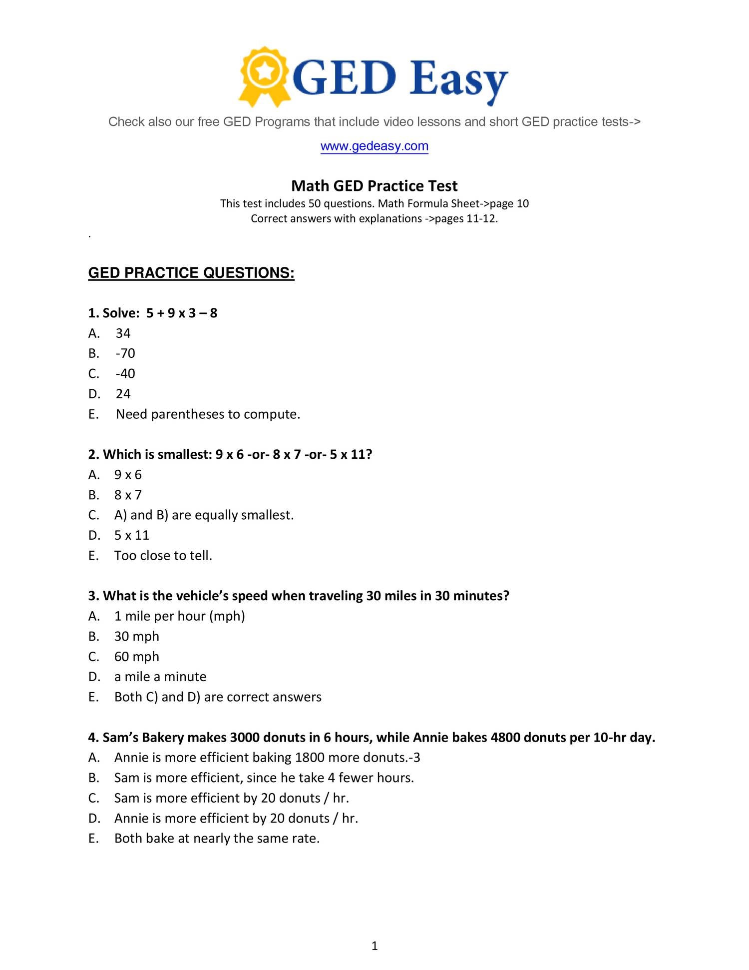 Ged Study Sheets Printable