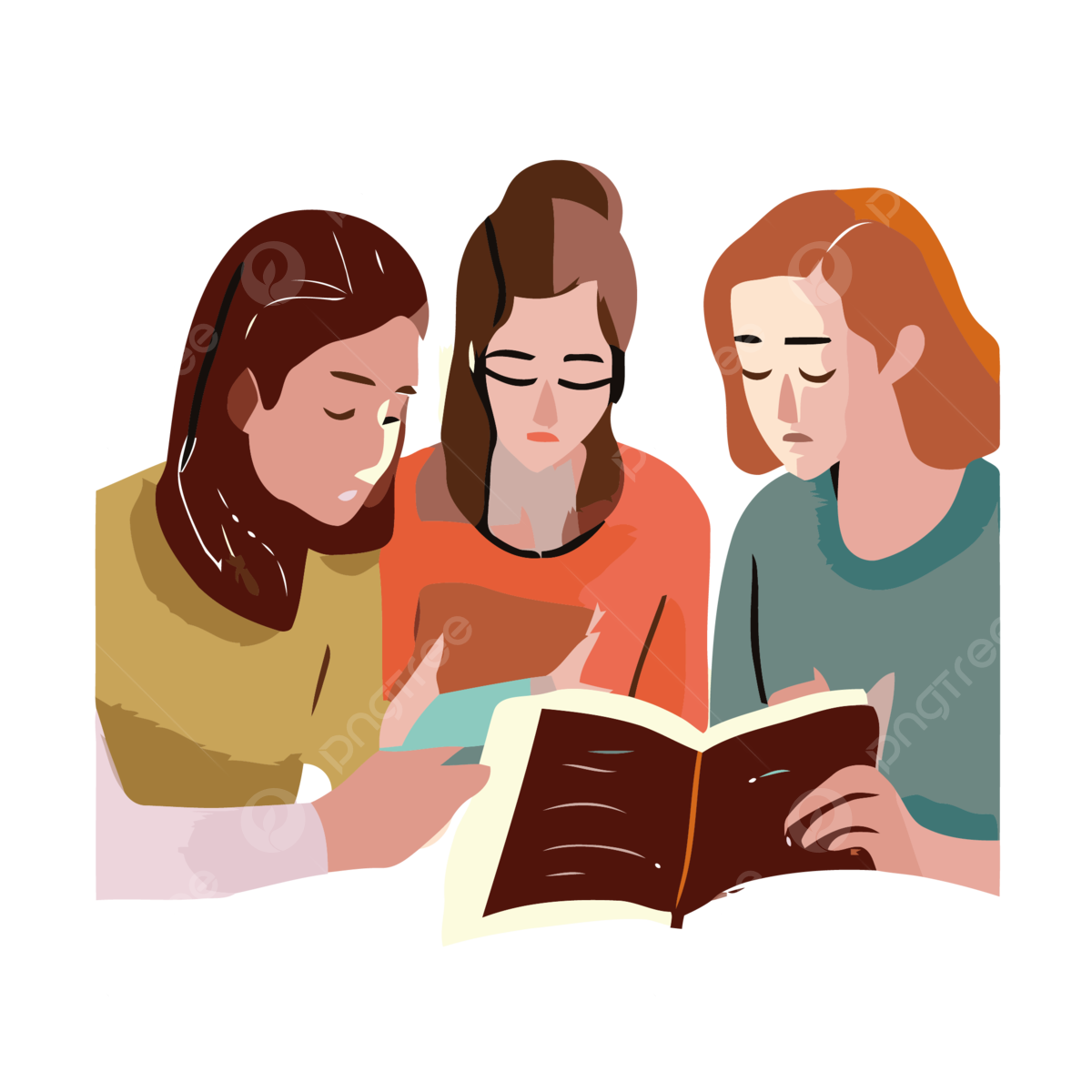 Women S Bible Study Vector Sticker Clipart Three Women Reading 