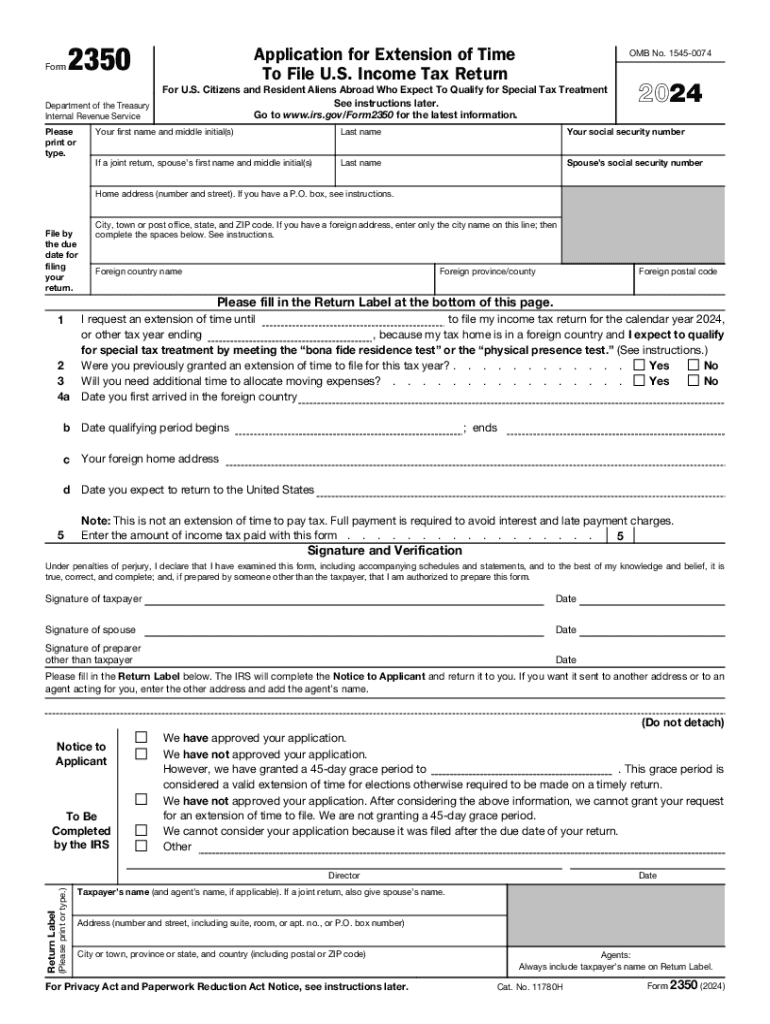 2024 Form IRS 2350 Fill Online Printable Fillable Blank PdfFiller