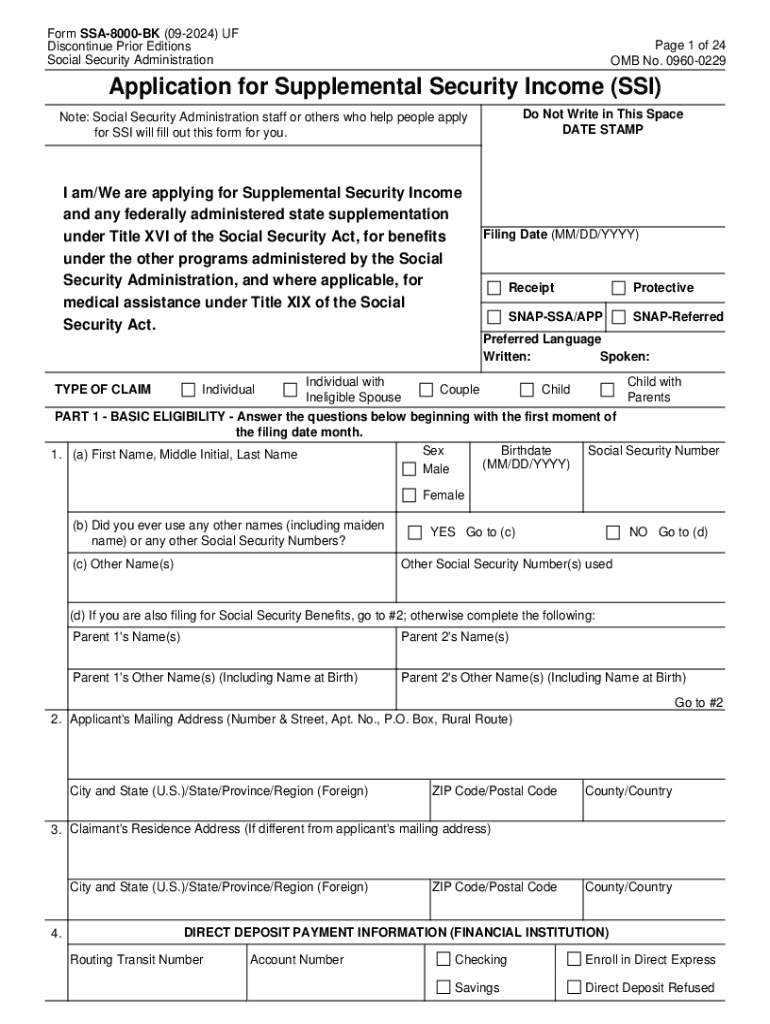 2024 Form SSA 8000 BK Fill Online Printable Fillable Blank 