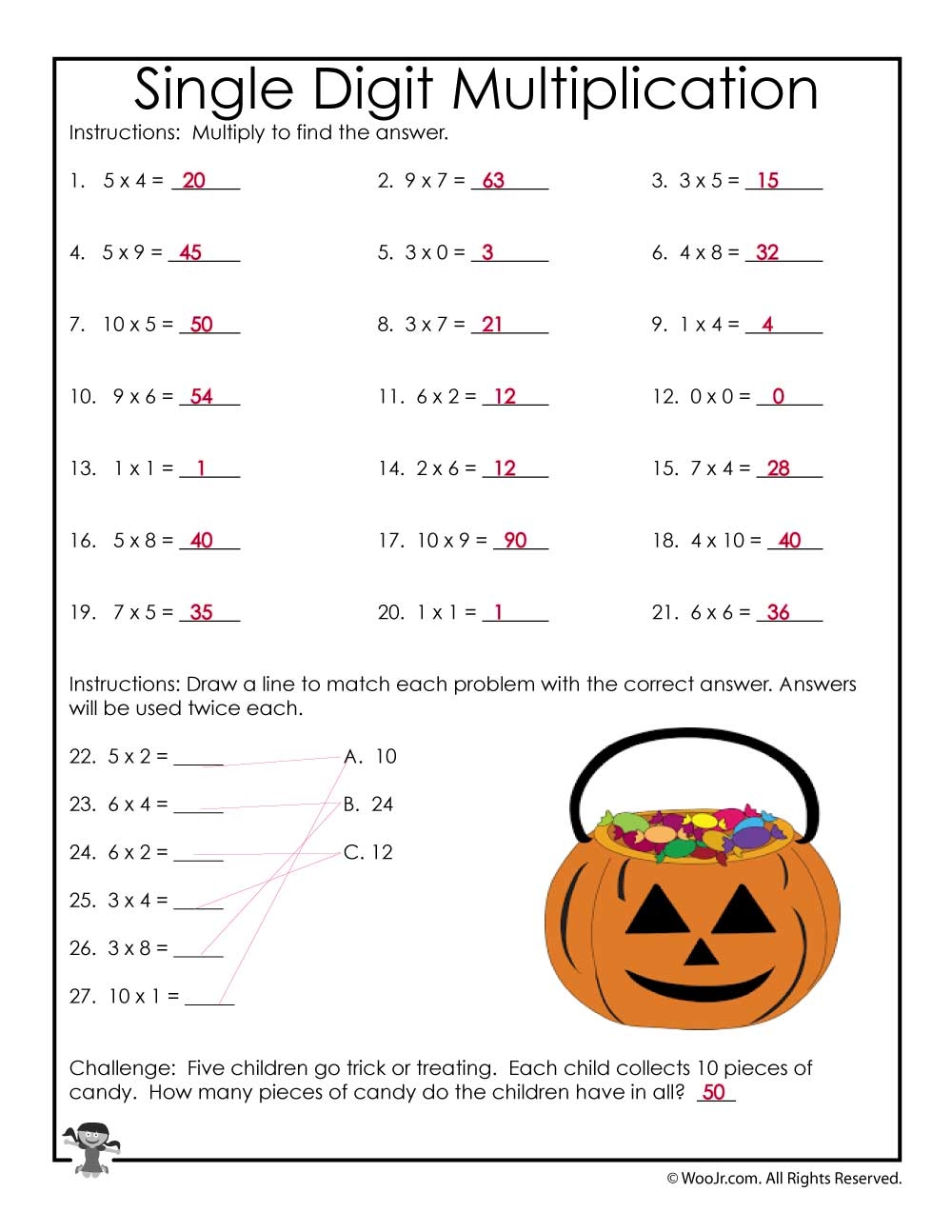 3rd Grade Halloween Math Worksheets Multiplication And Division 